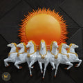 Seven Horses with Rising Sun Wall Mural 4x4 ft | Luxury Design Decor