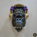 Funky Gorilla Wall Art with Headphones – 1.5x1.5 ft | Modern Music-Inspired Décor