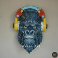 Funky Gorilla Wall Art with Headphones – 1.5x1.5 ft | Modern Music-Inspired Décor